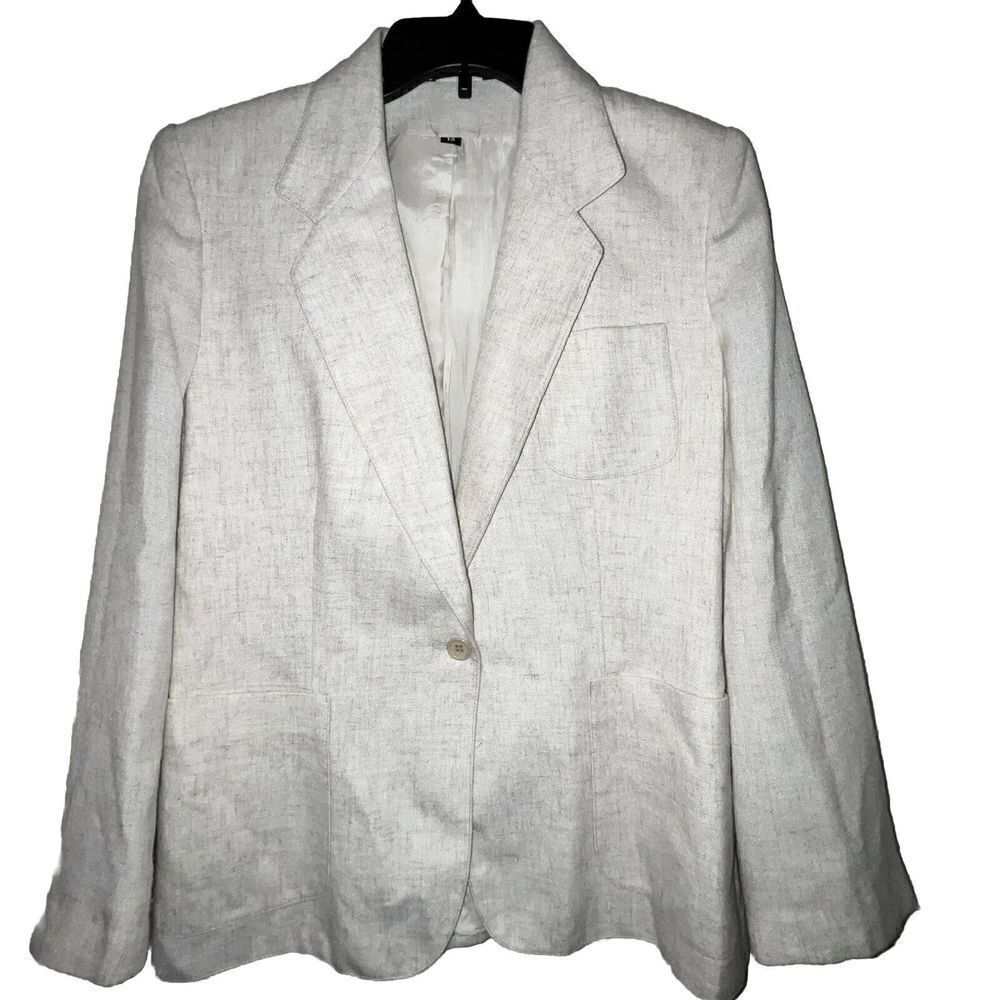 Flax Blazer Wmns Sz‎ 13  Beige By The Limited Natural